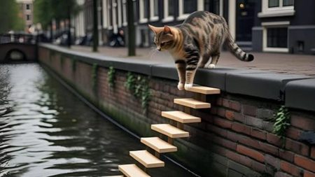 Ámsterdam construye escaleras para salvar a gatos que caen en los canales